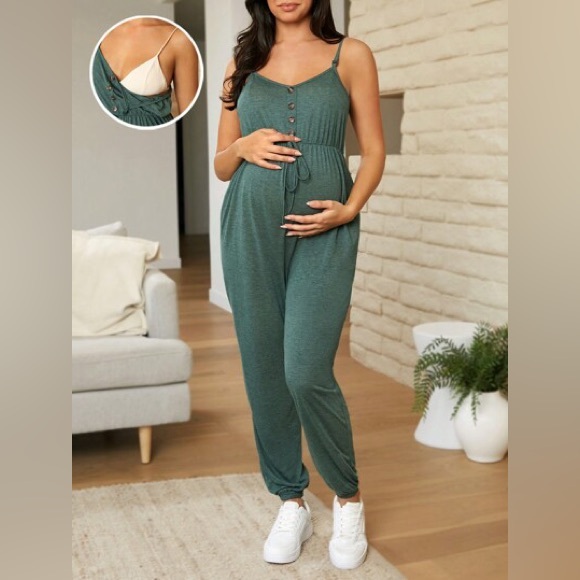 SHEIN Pants - Shein | Olive Green Maternity Jumpsuit